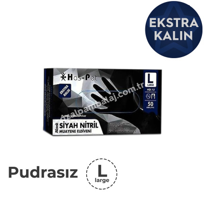 Ekstra Kalın Pudrasız Siyah Nitril Eldiven Large(Büyük) - 1