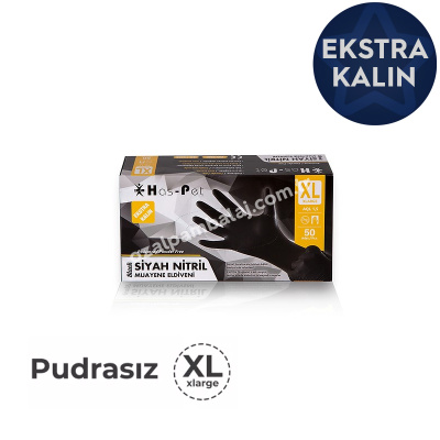 Ekstra Kalın Pudrasız Siyah Nitril Eldiven X-Large(Ekstra Büyük) - 1