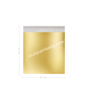 Hediye Poşeti Bantlı Metalize Torba Gold 30x45 cm - 1