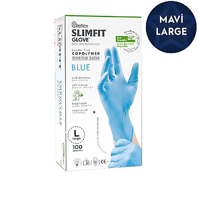 Hibrit Pudrasız Mavi Eldiven Large (Büyük) - 1