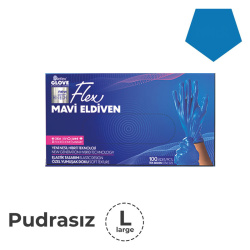 Hibrit Pudrasız Mavi Eldiven Large (Büyük) - Medilex