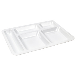 Kırılmaz Plastik (Melamin) 5 Gözlü Tabldot Yemek Tabağı Beyaz - Rubikap