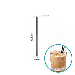 Kısa Kokteyl Pipeti (Kıl Pipet) Siyah 12,5 cm - Özalp Ambalaj