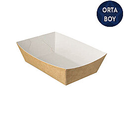 Kraft Karton Kayık Tabak (Karton Tava) 8x12x4,5 cm (Orta Boy) - Özalp Ambalaj