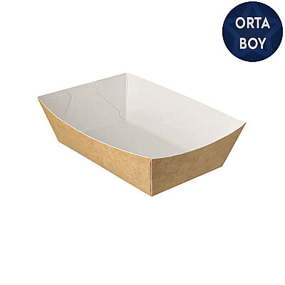 Kraft Karton Kayık Tabak (Karton Tava) 8x12x4,5 cm (Orta Boy) - 1