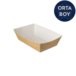 Kraft Karton Kayık Tabak (Karton Tava) 8x12x5 cm (Orta Boy) - Özalp Ambalaj