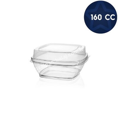 Kristal Plastik Kare Tatlı Kasesi (Kapaklı) 160 cc - 1