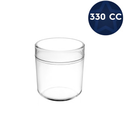 Kristal Plastik Tatlı-Gıda Kavanozu (Kapaklı) 330cc - 1