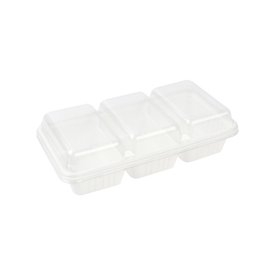 Plastik 3 Bölmeli Dondurma Kabı Seti (Kapaklı) 1000 gr - 1