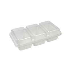 Plastik 3 Bölmeli Dondurma Kabı Seti (Kapaklı) 1000 gr - 1