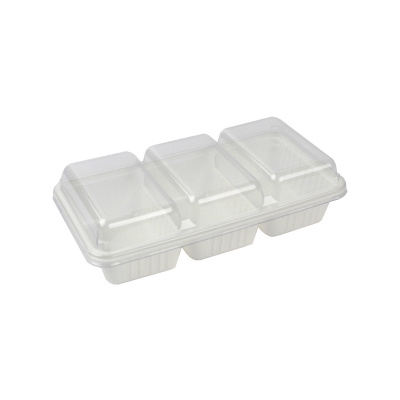 Plastik 3 Bölmeli Dondurma Kabı Seti (Kapaklı) 1000 gr - 1