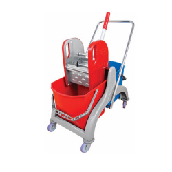 Plastik Gövde Temizlik Arabası Seti Çift Kovalı (Çelik Presli) - Wsp