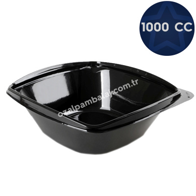 Plastik Kare Salata Kasesi Seti Siyah 1000 cc - 2