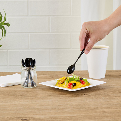 Plastik Mini Kokteyl (Tadımlık) Kaşığı Siyah - 2