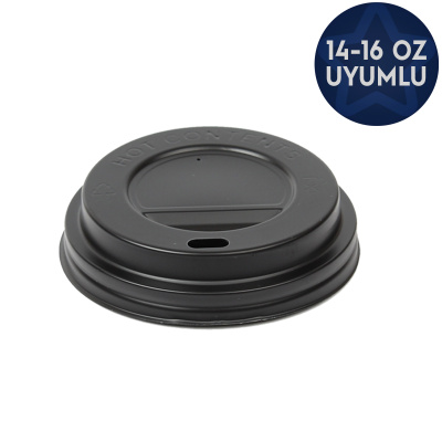 Plastik Sıcak İçecek Kapağı Siyah (14-16 oz BardakUyumlu) - 1