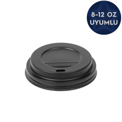 Plastik Sıcak İçecek Kapağı Siyah (8-12 oz BardakUyumlu) - Özalp Ambalaj