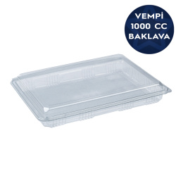 Kalın Plastik Sızdırmaz Baklava Kabı 1000 cc - Vempi