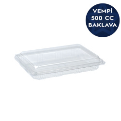 Kalın Plastik Sızdırmaz Baklava Kabı 500 cc - Vempi
