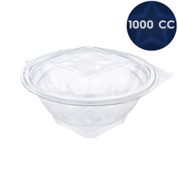 Plastik Yuvarlak Salata Kasesi Kapaklı 1000 cc - Eltron Plastik