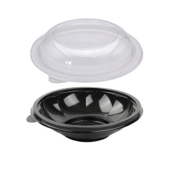 Plastik Yuvarlak Salata Kasesi Seti Siyah 500 cc - 1