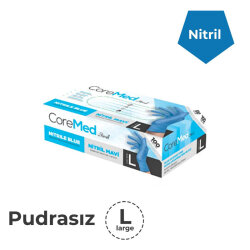 Pudrasız Mavi Nitril Eldiven Large (Büyük) - Coremed