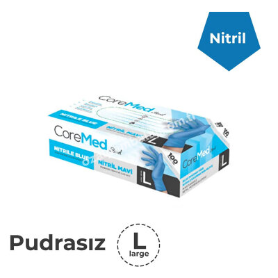 Pudrasız Mavi Nitril Eldiven Large (Büyük) - 1