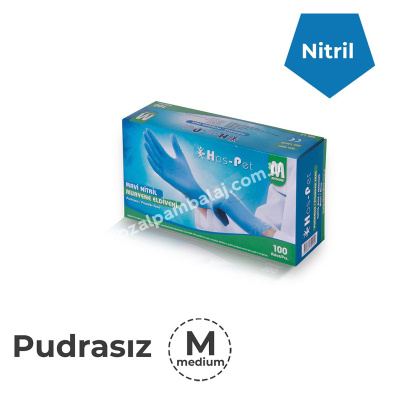 Pudrasız Mavi Nitril Eldiven Medium (Orta) - 1