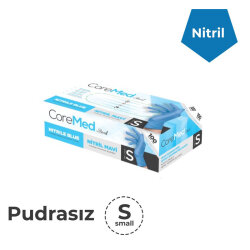 Pudrasız Mavi Nitril Eldiven Small (Küçük) - Coremed