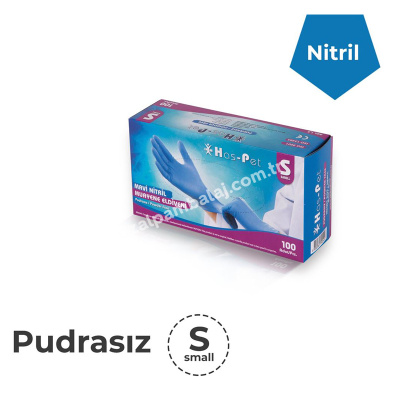 Pudrasız Mavi Nitril Eldiven Small (Small) - 1