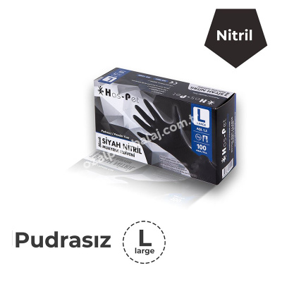 Pudrasız Siyah Nitril Eldiven Large (Büyük) - 1