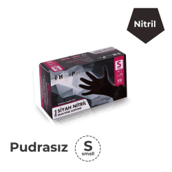 Pudrasız Siyah Nitril Eldiven Small (Küçük) - Haspet