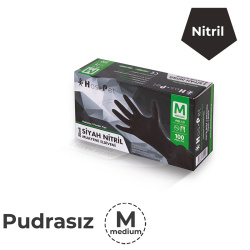 Pudrasız Siyah Nitril Eldiven Medium (Orta) - Haspet