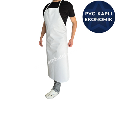 Pvc Kaplamalı Su Geçirmez Bulaşıkçı ve Kasap İş Önlüğü 70x110 cm Beyaz - 1