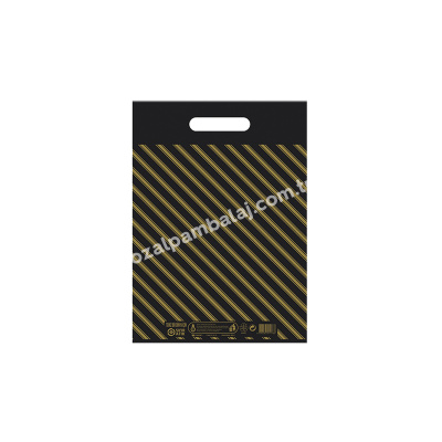 Takviyeli Poşet Çanta Siyah Çizgili (2No) 26x38 cm - 1