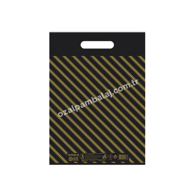 Takviyeli Poşet Çanta Siyah Çizgili (3No) 33x45 cm - 1