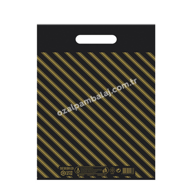 Takviyeli Poşet Çanta Siyah Çizgili (4No) 40x50 cm - 1