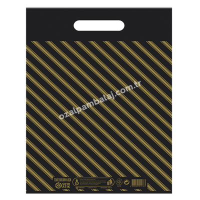 Takviyeli Poşet Çanta Siyah Çizgili (6No) 60x70 cm - 1