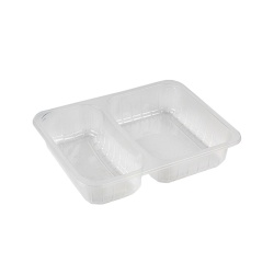 Üst Film Yapıştırmalı 2 Bölme PP Şeffaf Yemek Kabı - Uplass Plastik