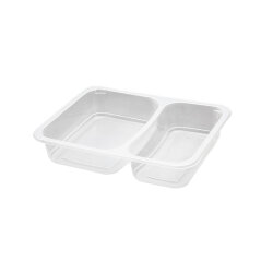 Üst Film Yapıştırmalı 2 Bölme PP Şeffaf Yemek Kabı - Eltron Plastik