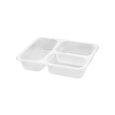 Üst Film Yapıştırmalı 3 Bölme PP Şeffaf Yemek Kabı -19,5 gr - 1