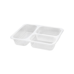 Üst Film Yapıştırmalı 3 Bölme PP Şeffaf Yemek Kabı - 23 gr - Özge Plastik